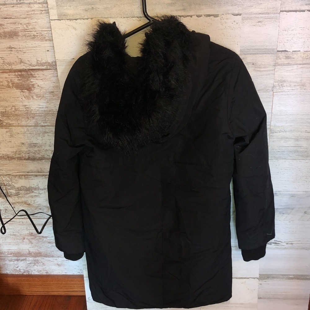ZARA BASIC Outerwear long black jacket coat parka size small water repellent​​​ - Picture 9 of 11